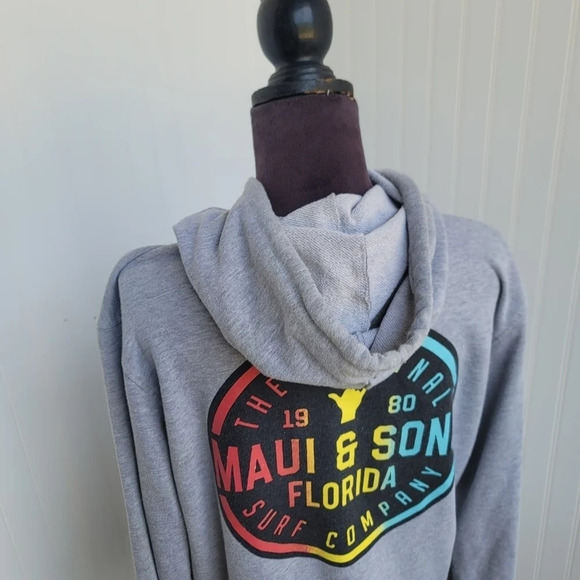 Maui and Sons Florida Surf Company Women's Gray Pullover Hoodie Sweatshirt S - Picture 7 of 9